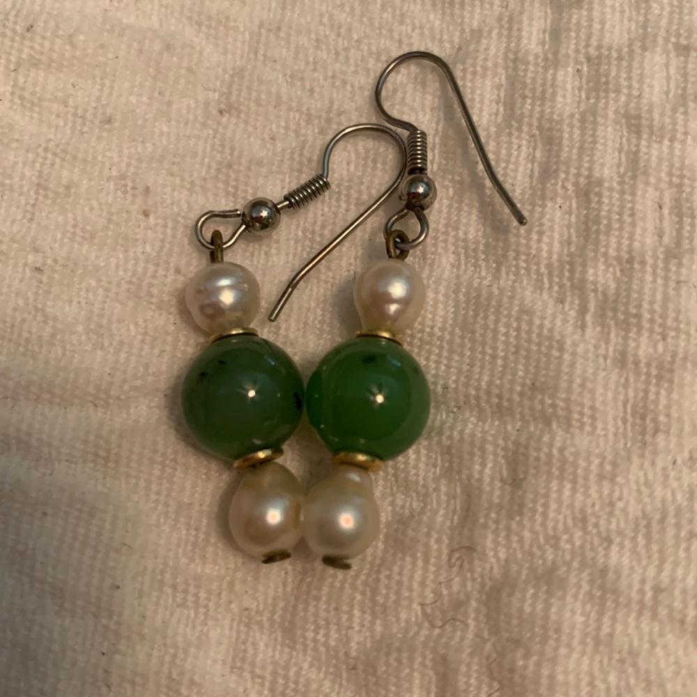 Jade and Pearl earrings
